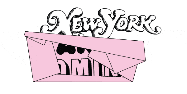 A gif show the logo for New York Magazine behind a pink paper that is unfolding to reveal the title of the newsletter, are u coming?